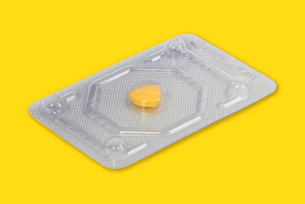 Gelbe Tablette.